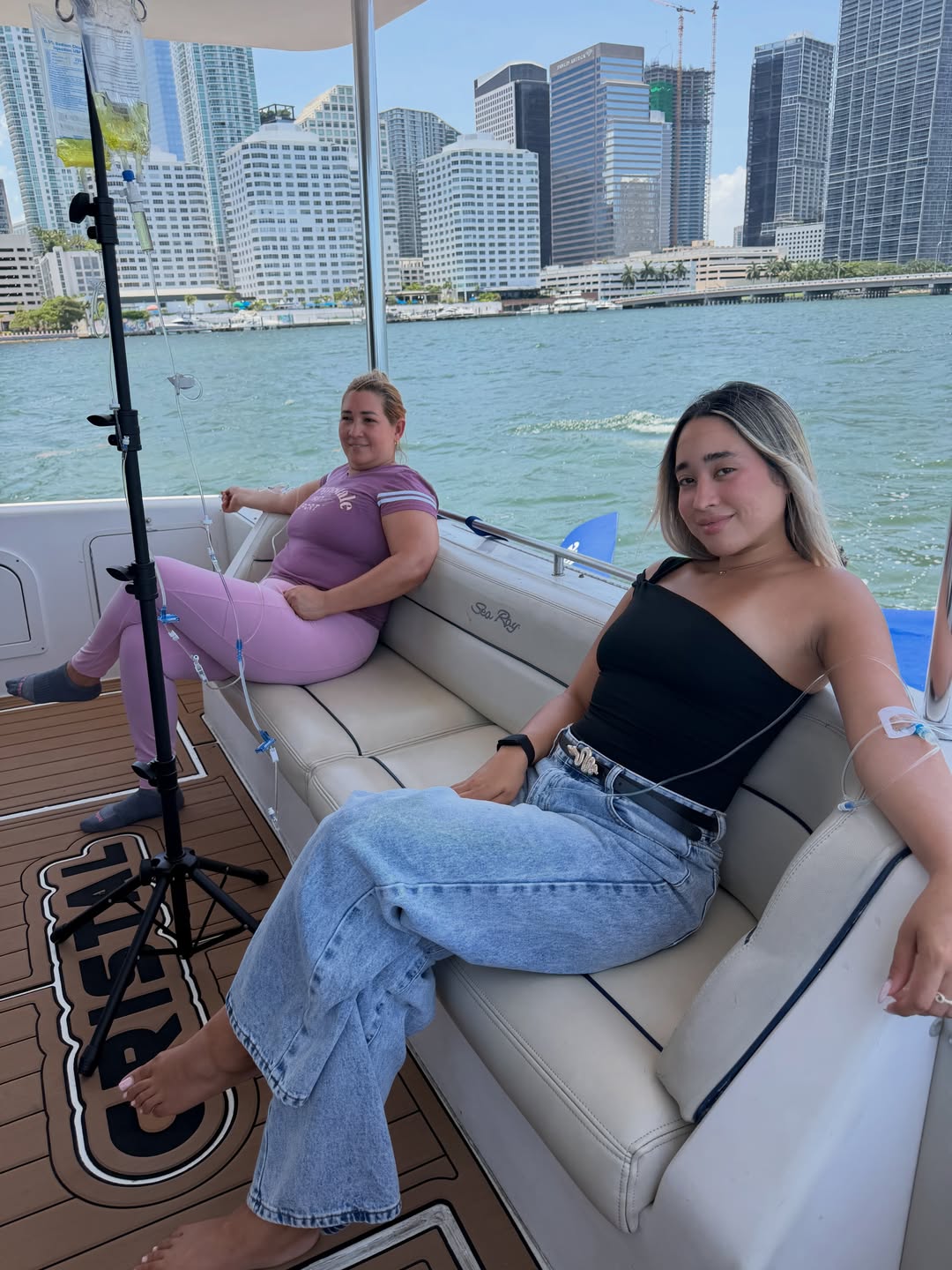 Yacht setting for concierge IV service with Miami skyline